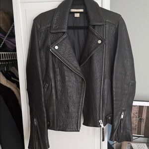 H&M Textured Black Leather Jacket